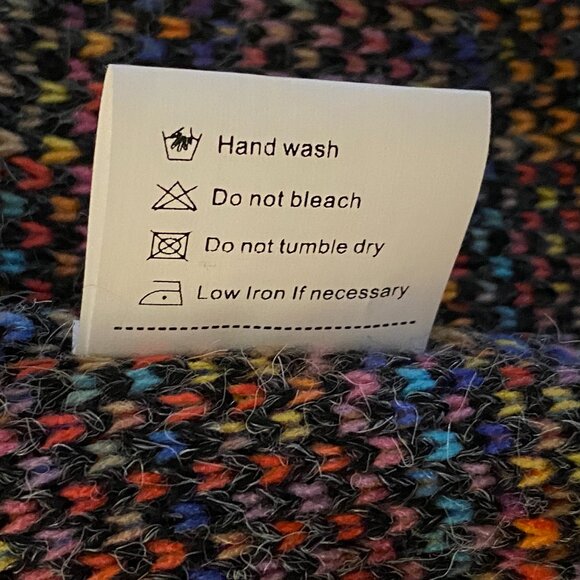 NEW Creation Womens Sz M Cardigan Sweater Snap Wool Blend Dark Gray/Multi Fringe - Picture 11 of 12